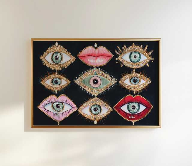 Mystical Eye Lips Art Print Glam Witchy Bedroom Decor - image 1