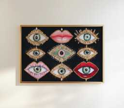 Mystical Eye Lips Art Print Glam Witchy Bedroom Decor - thumbnail 1