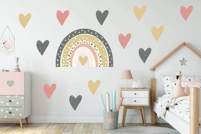 Large Rainbow Heart Wall Decals Boho Nursery Decor - image 1