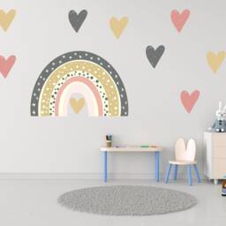 Large Rainbow Heart Wall Decals Boho Nursery Decor - thumbnail 3