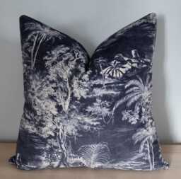 Linwood Omega Prints Heat Of The Night - Slate & Velvet Cushion Cover 50x50 cm