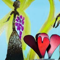 Family Of Five Hearts On One Base - Steel Heart Sculptures - thumbnail 4