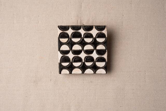 Geometric Ceramic Tile Wall Art, Black & White Half Moons - Made To Order - image 1