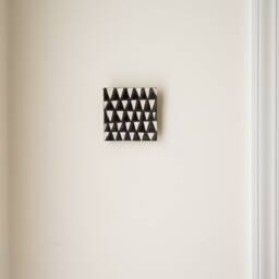 Geometric Ceramic Tile Wall Art, Black & White Half Moons - Made To Order - thumbnail 4