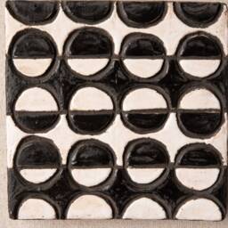Geometric Ceramic Tile Wall Art, Black & White Half Moons - Made To Order - thumbnail 3