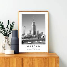 Warsaw Poland Print Black & White Cityscape Art - thumbnail 2