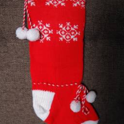 Hand Knitted Christmas Stocking Unique Holiday Decor - 25'' X 7'' - thumbnail 2