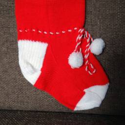 Hand Knitted Christmas Stocking Unique Holiday Decor - 25'' X 7'' - thumbnail 3