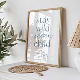 stay Wild Ocean Child Minimalist Coastal Poster Quote Wall Art, Nautical Nursery Decor, Sea-Inspired Kids Print, Ocean-Themed Home Decor - thumbnail 1