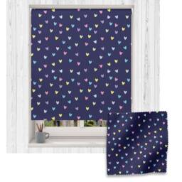 Rainbow & Navy Heart Roller Blind, Children's Made To Measure, Heart Blind