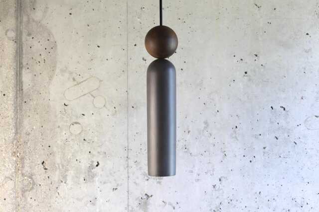 Handmade Concrete Cylinder Pendant Light Modern Wood Accent - image 1