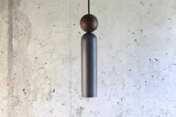 Handmade Concrete Cylinder Pendant Light Modern Wood Accent