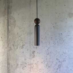 Handmade Concrete Cylinder Pendant Light Modern Wood Accent - thumbnail 2