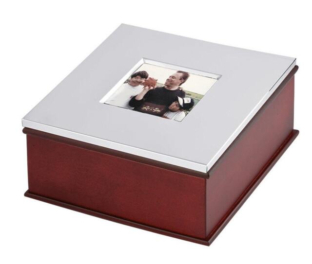 Keepsake Box With Photo Frame Lid 925 Sterling Silver English Hallmarks Mahogany Finish 5cm X By Jewelaridesigns - image 1
