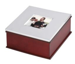 Keepsake Box With Photo Frame Lid 925 Sterling Silver English Hallmarks Mahogany Finish 5cm X By Jewelaridesigns