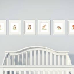 Set Of 6 Nursery Print - Baby Animal Prints Wall Art Woodland Decor Animals Forest - thumbnail 3