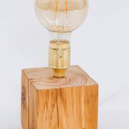 Wood Block Table Lamp/Reclaimed Table Deco Vintage Edison - thumbnail 2
