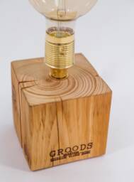 Wood Block Table Lamp/Reclaimed Table Deco Vintage Edison - thumbnail 1