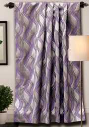 Purple Stripes Jacquard Weave Curtain Panels, Swirls - Rod Pocket, Grommet, Box Pleat, Three Pinch Tab Top & Plain Ring Top - thumbnail 1