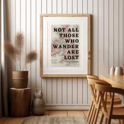Tolkien Quote Map Print Hiking Typography Art, Gicl??e On Cotton Paper - thumbnail 2