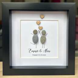 Personalised Engagement Pebble Art Frame, Unique Couple Gift, Picture, Gift For Couples, Wedding Gift - thumbnail 3