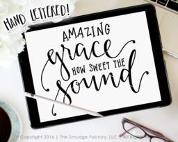 Amazing Grace Hand Lettered Christian Wall Art - Digital Download - thumbnail 1