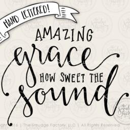Amazing Grace Hand Lettered Christian Wall Art - Digital Download - thumbnail 3