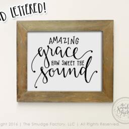 Amazing Grace Hand Lettered Christian Wall Art - Digital Download - thumbnail 2