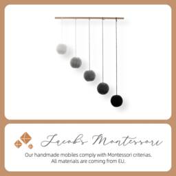 Gray Gobbi Mobile, Montessori Toy, Baby Crib Hanging Essential Baby Girl, Boy