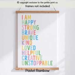 I Am Affirmation Wall Art Print -- Kids Positive Quote Poster, Rainbow Nursery Decor, Motivational Print, Classroom Unframed - thumbnail 3