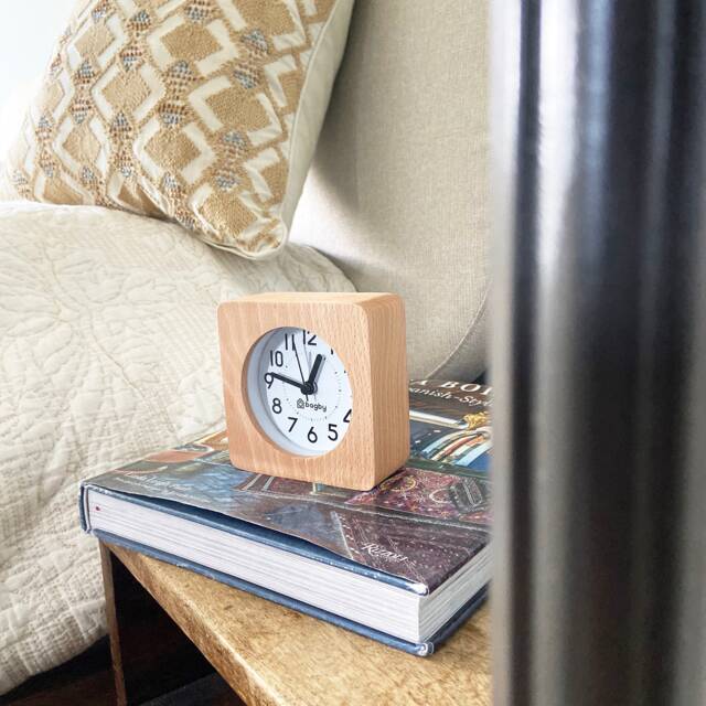 Alarm Clock Analog No Ticking Silent, Real Wood, Snooze Function, Large Face. Numbered Dial, Night Light, Gentle Alarm Sound - image 1