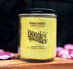 French Quarter 8Oz Candle With Free Pin Inside - Southern Louisiana New Orleans Port Magic Wishes Co Soy Gift - thumbnail 1