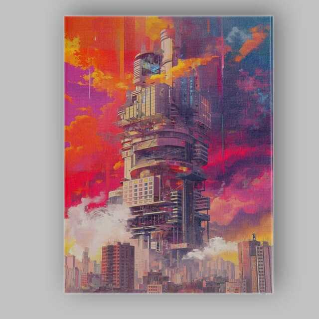 Futuristic Megastructure Skyline Cyberpunk Cityscape Canvas Wall Art Print Decor Picture Ready To Hang - image 1