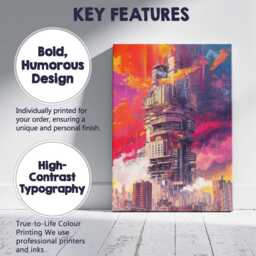 Futuristic Megastructure Skyline Cyberpunk Cityscape Canvas Wall Art Print Decor Picture Ready To Hang - thumbnail 2