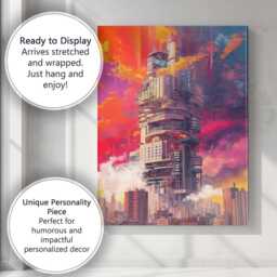 Futuristic Megastructure Skyline Cyberpunk Cityscape Canvas Wall Art Print Decor Picture Ready To Hang - thumbnail 3