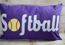 Personalized Pillow, Softball Pillow, Girl's Room Pillow, Purple Pillow, Birthday Gift, Teen Girl Pillow, Tween Girl Pil??ow - thumbnail 1