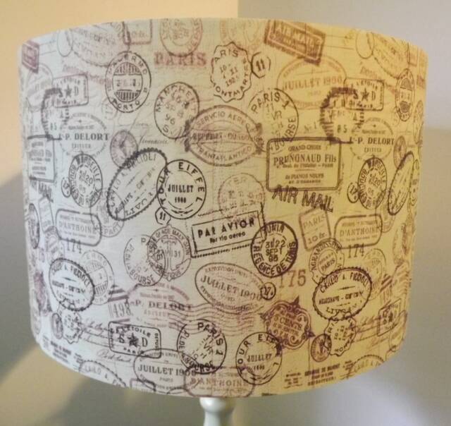 Postmarks Lampshade, Light Shade, Vintage, Retro, Shabby Chic, Steampunk, Fatta Da Mamma Free Gift - image 1