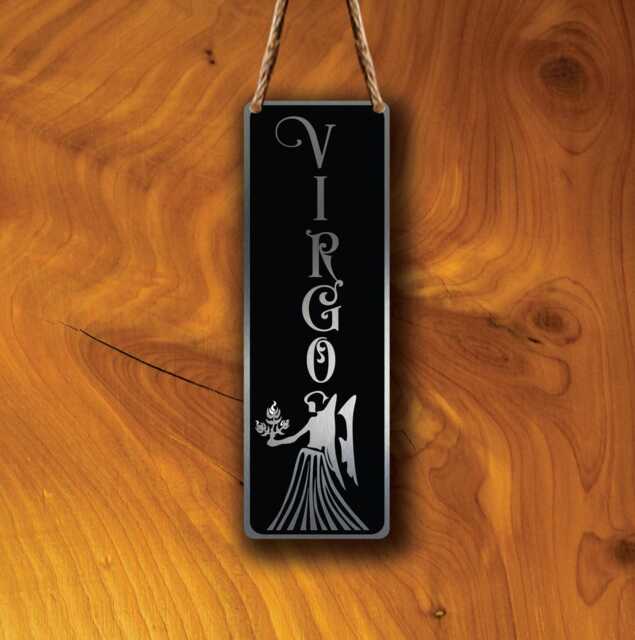 Virgo Zodiac Sign Wall Art Brushed Silver Hanging Plaque - image 1
