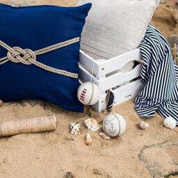 Linen Pillow Case Deep Blue Cover Nautical Cushion Beach Decor With Rope Navy Throw Eco Friendly - thumbnail 2