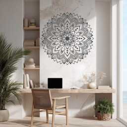 Boho Mandala Vinyl Wall Decal Geometric Lotus Art - thumbnail 2