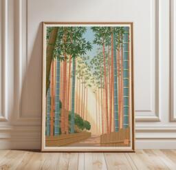 Bamboo Forest Poster, Japanese Landscape Print, Botanical Wall Art - thumbnail 1