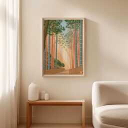 Bamboo Forest Poster, Japanese Landscape Print, Botanical Wall Art - thumbnail 3
