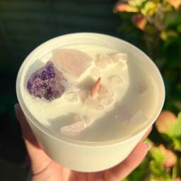 Amethyst Rose Quartz Crystal Candle Spiritual Home Decor Woodwick Wooden Wick Scented Candles Natural Crystals Shop - thumbnail 1
