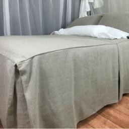 Tailored Bed Cover Custom Made in Natural Linen, White, Gray, Blue, Pink, Stripe, Chevron, Over 40 Colors & Patterns - thumbnail 3