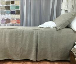 Tailored Bed Cover Custom Made in Natural Linen, White, Gray, Blue, Pink, Stripe, Chevron, Over 40 Colors & Patterns