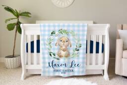 First Easter Gift, Personalized Baby Blanket, Bunny Shower Gift Birthday Animal - thumbnail 1