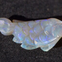 Sale Australian Fish Opal Carving Semi-Blackopal Multicolored Double Sided Rainbow Magic - 19.72 Cts Was 2600 - thumbnail 3