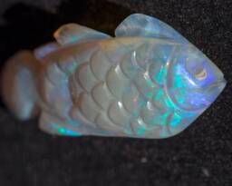 Sale Australian Fish Opal Carving Semi-Blackopal Multicolored Double Sided Rainbow Magic - 19.72 Cts Was 2600 - thumbnail 1