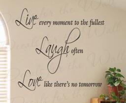 Live Every Moment Fullest Laugh Often Love Inspirational Motivational Vinyl Decor Art Quote Decal Large Wall Saying Lettering Sticker I88 - thumbnail 1