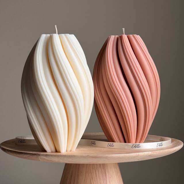 Tall Swirl Soy Wax Candle - Modern Home Decor - image 1